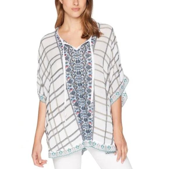 Johnny Was Women's L Cherpas Embroidered Tunic Poncho Kimono Top - Picture 7 of 11